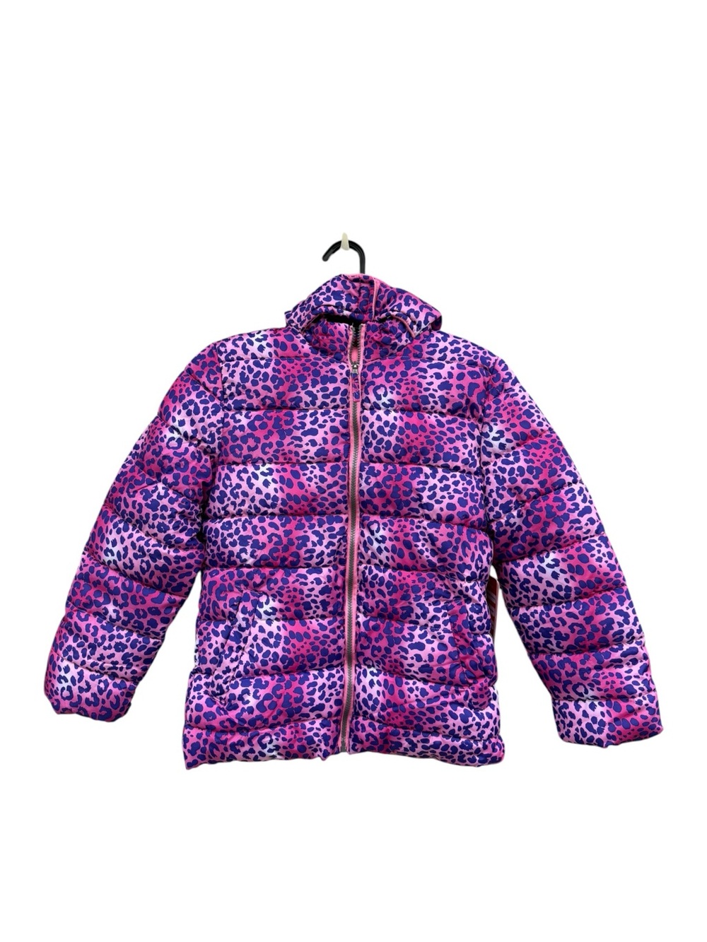 Pink Platinum Girls' Pink and Purple Leopard Print Puffer Jacket
